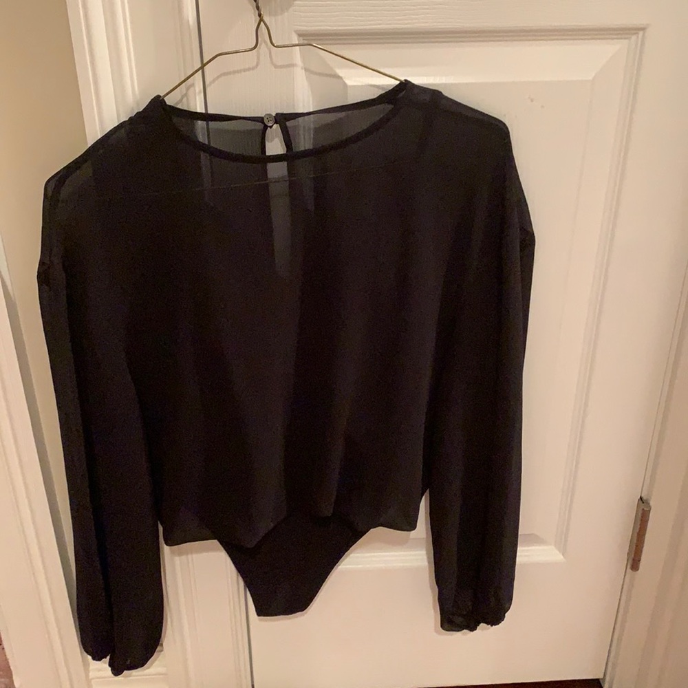 Black sheer bodysuit with tank built in. Brand new with tags!